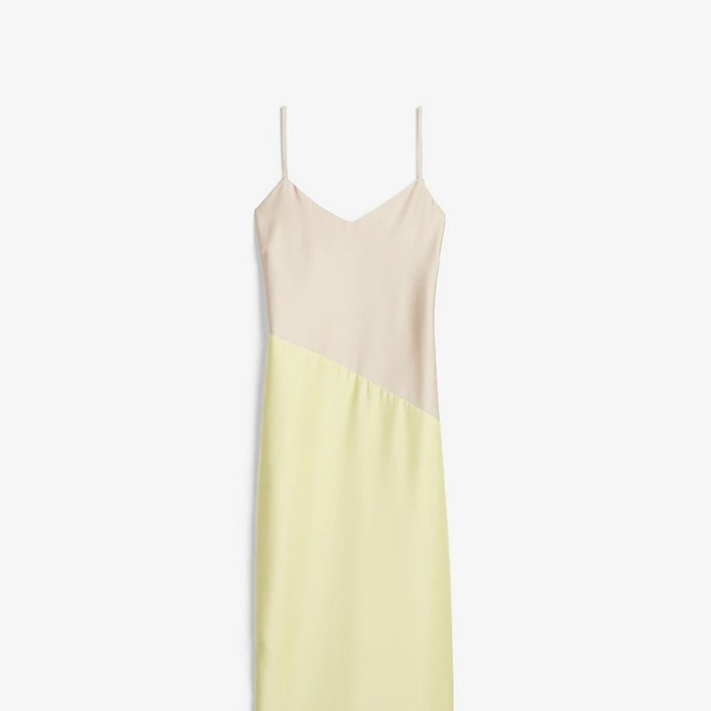 Express - NWT Satin Colorblock Slip Dress in Nude Sorbet - Picture 2 of 4